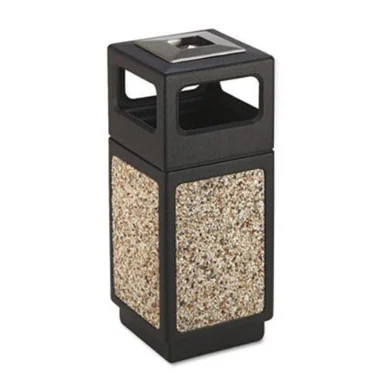 Safco 9470NC Canmeleon Ash/trash Receptacle, Square, Aggregate/polyethylene, 15gal, Black