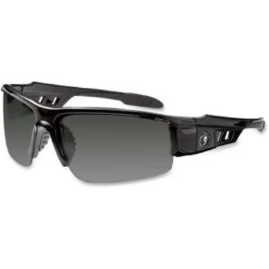 Ergodyne Dagr Smoke Lens Half Frame Safety Glasses - Nylon, Polycarbonate, Polycarbonate, Rubber Frame, Temple, Lens, Nose Pad - 12/ Carton - Black, Smoke (ego-52030)