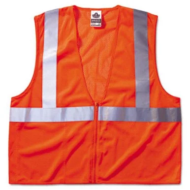 R3 Safety 150-21045 Glowear 8210z Class 2 Economy Vest, Polyester Mesh, Zipper Closure, Orange, L/xl