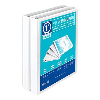Samsill S88437 Economy 1" View Binder White 8-Pack