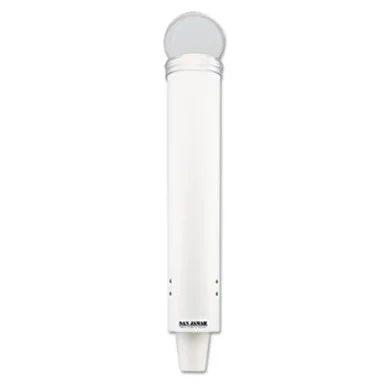 San Jamar Small Pull-type Water Cup Dispenser - Pull Type - Wall Mountable - Plastic - Transparent White (c4160wh)