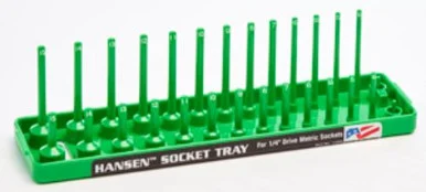 Hansen Global 1404 1/4 Inch Metric 2 Row Regular/deep Socket Holder Tray - Green 1404_45
