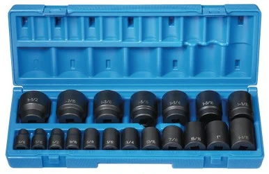 Grey Pneumatic 1719 1/2" Drive 19 Piece Standard Length Fractionalset - 12 Point
