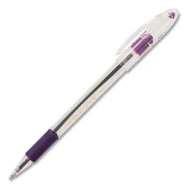 Pentel BK91V R.s.v.p. Stick Ballpoint Pen, Medium 1mm, Violet Ink, Clear/violet Barrel, Dozen