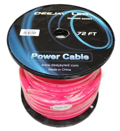 Deejay LED TBH072PINKMIX 0 Gauge 72 Ft 70% Aluminum/30% Copper Power Cable Used For Vehicular Audio Amplifiers Pink