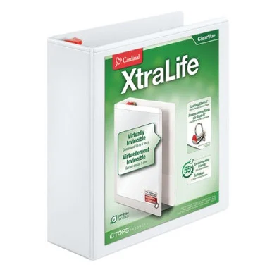 Cardinal Xtralife Clearvue Non-stick Locking Slant-d Ring Binder - Letter - 8.50" X 11" - 725 Sheet Capacity - 3 X D-ring Fastener - 3" Binder Fastener Capacity - 2 Pockets - Polyolefin - (CRD26330)