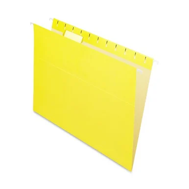 Pendaflex Essentials Color Hanging Folders - Letter - 8.50" X 11" - 1/5 Tab Cut - Yellow - 25 / Box (ESS81606)