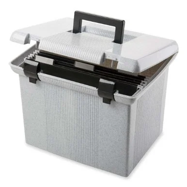 Pendaflex Portable File Box - 11" Height X 14" Width X 11.1" Depth External Dimensions - Granite - File (ESS41747)