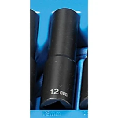 Grey Pneumatic 2112MD 1/2" Drive 12 Point Deep Metric Impact Socket 12mm