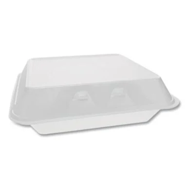 Pactive YHLW10010000 Smartlock Foam Hinged Containers, X-large, 9.5 X 10.5 X 3.25, 1-compartment, White, 250/carton