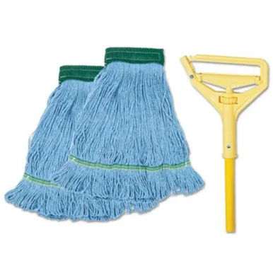 Boardwalk BWK400MBC Looped-end Mop Kit, Medium, 60" Metal/polypropylene Handle, Blue/yellow
