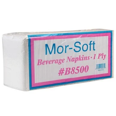 Morcon MORB8500 Beverage Napkin, 9-1/2 X 9-1/2, White, 500/pack, 8 Packs/carton