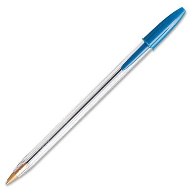 Bic Cristal Ballpoint Pen - Medium Pen Point Type - Blue Ink - Clear Barrel - 12 / Dozen (MS11BE)
