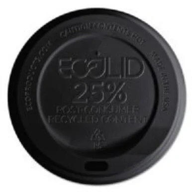 Eco Products EP-HL16-BR Ecolid 25% Recy Content Hot Cup Lid, Black, F/10-20oz, 100/pk, 10 Pk/ct