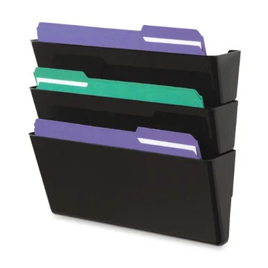 Deflect-o Recycled Docupocket Wall File - Letter - 8.50" X 11" - 3 Pockets - Plastic - Black - 3 / Set (DEF93604)