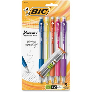 Bic Velocity Mechanical Pencil - 0.7 Mm Lead Size - Gray Barrel - 5 / Pack (MV7P51BK)