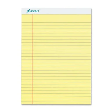 Ampad Legal-ruled Writing Pad - 50 Sheet - 15 Lb - Legal Ruled - 8.50" X 11.75" - 12 / Dozen - Canary Paper (AMP20260)