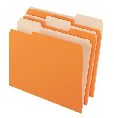 Pendaflex Two-tone Color File Folder - Letter - 8.50" X 11" - 1/3 Tab Cut - Assorted Position Tab Location - 11 Pt. - Orange - 100 / Box (15213ORA)