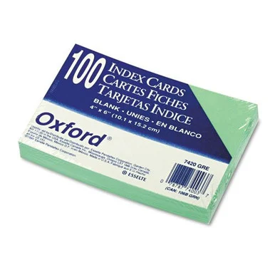 Esselte Printable Index Card - 4" X 6" - 100 / Pack - Green (7420GRE)