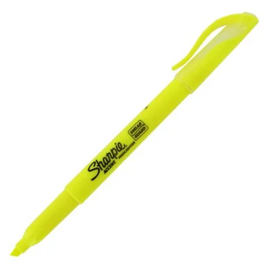Sharpie Accent Pocket Highlighter - Fine Marker Point Type - Chisel Marker Point Style - Fluorescent Yellow Ink - Yellow Barrel (27025)