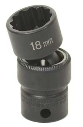 Grey Pneumatic 1118UM 3/8" Drive X 18mm Standard Universal- 12 Point Socket - Black