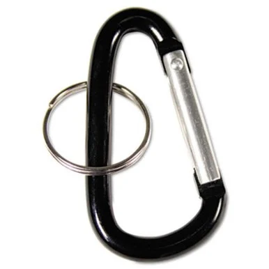 Advantus Split Key Ring Carabiner Key Ring - Aluminum - 10 / Pack - Black (75555)