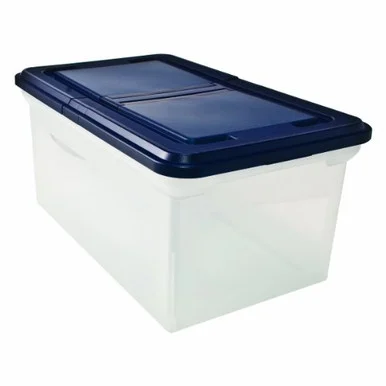 Advantus File Storage Box - Stackable - 11.3" Height X 23.5" Width X 14.5" Depth External Dimensions - Plastic - Clear, Navy - File (55797)