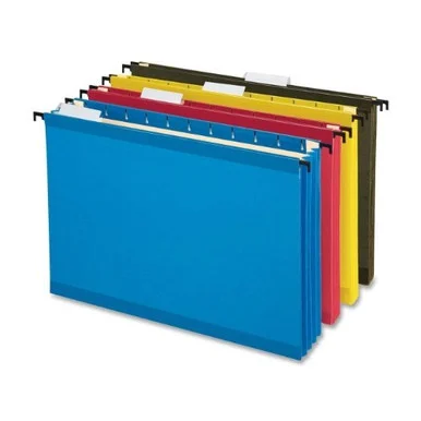 Pendaflex Sure Hook Hanging Pocket - Legal - 8.50" X 14" - 3.50" Expansion - 11 Pt. - Poly - Blue, Red, Yellow, Standard Green - 4 / Pack (ESS09313)