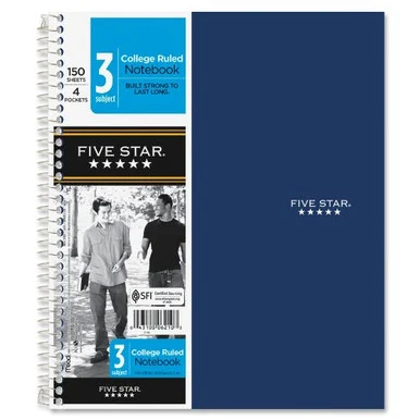 Mead Five Star 3-subject Notebook - 150 Sheet - College Ruled - 11" X 8.50" - 1 Each - White Paper (MEA06210)