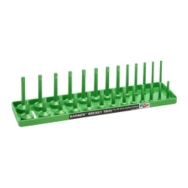 Hansen Global 3803 3/8 Inch Standard 2 Row Regular/deep Socket Holder Tray - Green