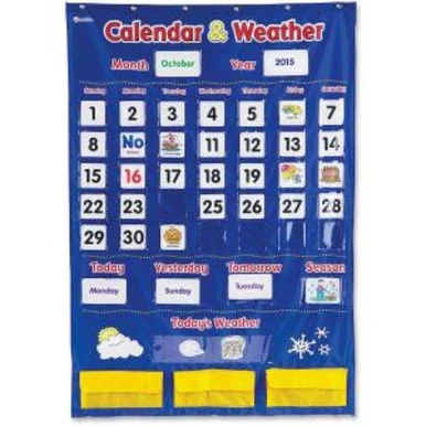 Learning Resources Educational Pocket Chart - Theme/subject: Learning - Skill Learning: Weather, Holiday, Day, Month, Celebration, Season, Week, Calendar - 3-6 Year (ler2418)