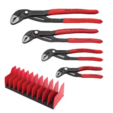 Knipex KNT-9K0080138US Piece Cobra Pliers Set - With Free 10 Piece Tool Holder