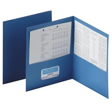 Oxford Twin Pocket Folders - Letter - 8.50" X 11" - 100 Sheet Capacity - 2 Pockets - Leatherette Paper - Blue - 25 / Box (ESS57502)