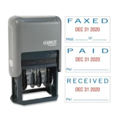 Xstamper Self-inked Stamp - Message/date Stamp - "paid, Faxed, Received" - 0.93" Impression Width X 1.75" Impression Length - Blue, Red - 1each (xst-40330)