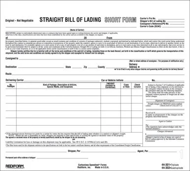 Rediform Snap-a-way Bill Of Lading Forms - 3 Part - Carbonless - 7" X 8.50" Sheet Size - White - 250 / Pack (RED44301)