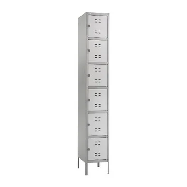Safco Six-tier Two-tone Box Locker With Legs - 18" X 12" X 78" - Steel - Recessed Locking Handle - Gray (5524GR)
