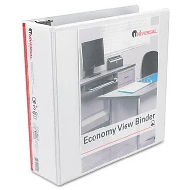 Universal Office Products 20992 Round Ring Economy Vinyl View Binder, 3" Capacity, White