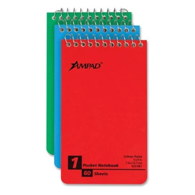 Ampad Recycled Pocket Memo Book - 60 Sheet - 15 Lb - Narrow Ruled - 3" X 5" - 3 / Pack - White Paper (45093)