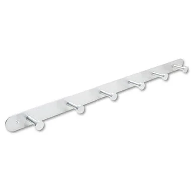 Safco Nail Head Coat Hook - 6 Hook - 27.22 Kg Capacity - 1" Size - Aluminum, Steel - Silver (SAF4202)