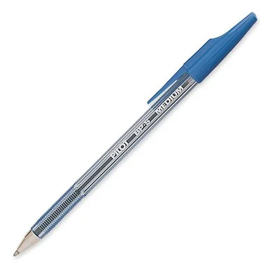 Pilot Better Ballpoint Pen - Medium Pen Point Type - 1 Mm Pen Point Size - Blue Ink - Crystal, Clear Barrel - 12 / Dozen (36711)