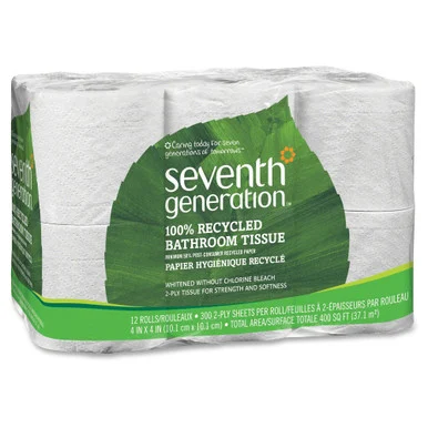 Seventh Generation 100 Pct Recycled Bathroom Tissue - 2 Ply - 300 Sheets/roll - White - Paper - Anti-septic, Dye-free, Fragrance-free, Non-chlorine Bleached - For Bathroom - 48 / Carton (13733ct)