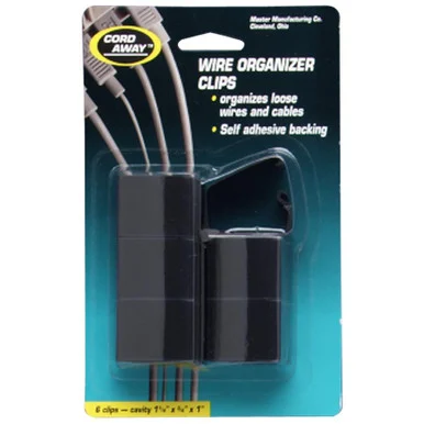 Master Cord Away Wire Clip - Black - 6 Pack (MAS00204)