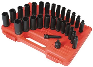 Sunex 3360DD 28-piece 3/8 In. Drive Master Deep Metric/fractional Sae Impact Socket Set
