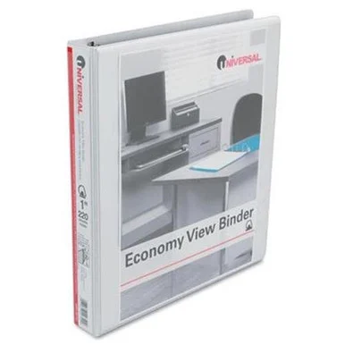 Universal Office Products 20742 Economy D-ring Vinyl View Binder, 1" Capacity, White