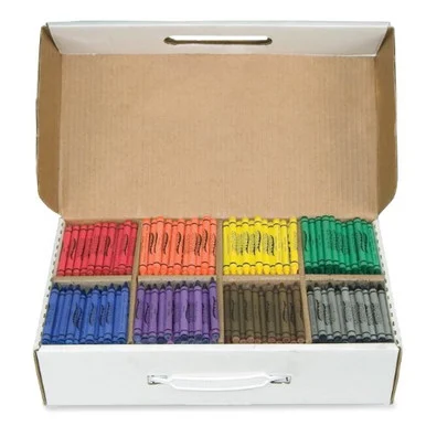 Dixon Master Pack Regular Crayons - Red, Orange, Green, Yellow, Blue, Purple, Brown, Black Wax - Assorted Barrel - 800 / Box (DIX32350)