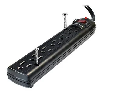 Weltron WSP-600PLF-3BK Six Outlet Surge Protector 3ft