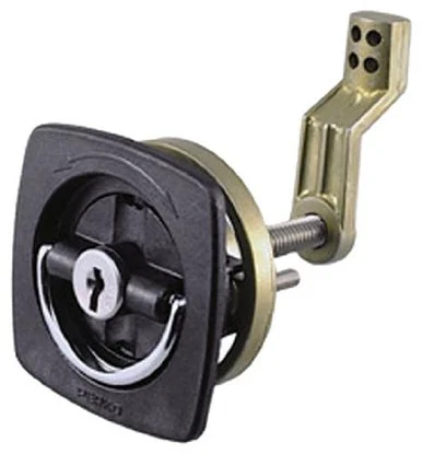 Perko 0931DP1BLK Black Flush Lock - 2.5" X 2.5" W/offset Cam Bar & Flexible Polymer Strike