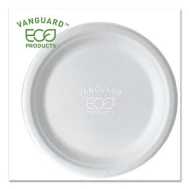 Eco Products EP-P013NFA Vanguard Renewable And Compostable Sugarcane Plates, 9", White, 500/carton