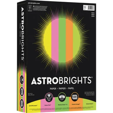 Astrobrights Color Paper - "Neon" 5-Color Assortment (wau-20270)