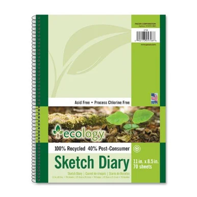 Pacon Ecology Sketch Diary - 70 Sheet - 60 Lb - Letter 8.50" X 11" - 70 / Pad - White Paper (PAC4798)